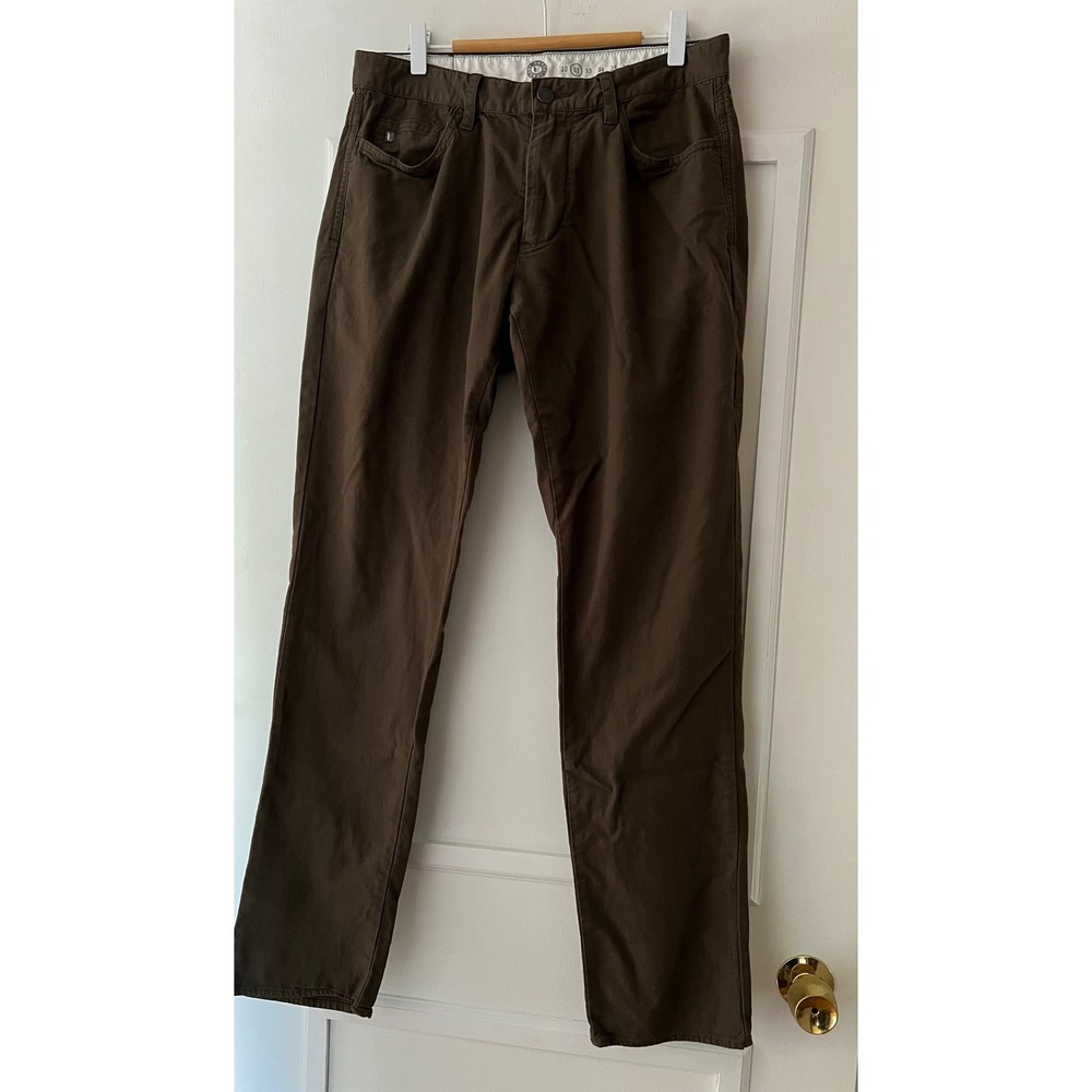 Linksoul Mens Green Canvas Five Pocket Straight Leg Pants Size 32x33x10